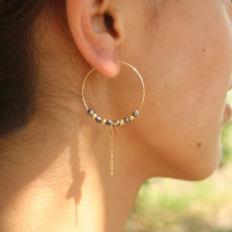 Boucles d'oreilles en Gold Filled et perles de verre