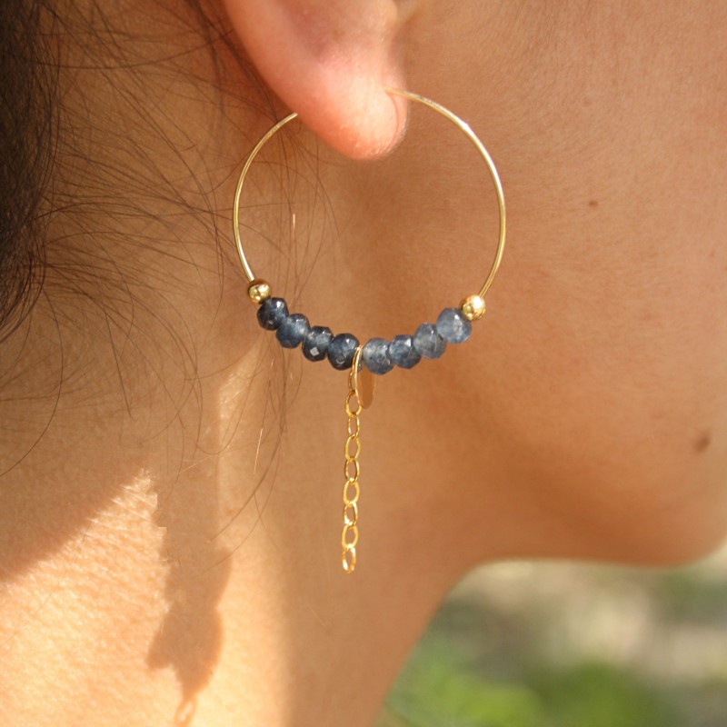 Boucles d'oreilles en Gold Filled et pierre gemme imitation Jade