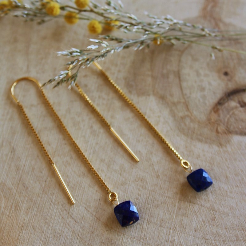 Boucles d'oreilles en Gold Filled et Lapis Lazuli